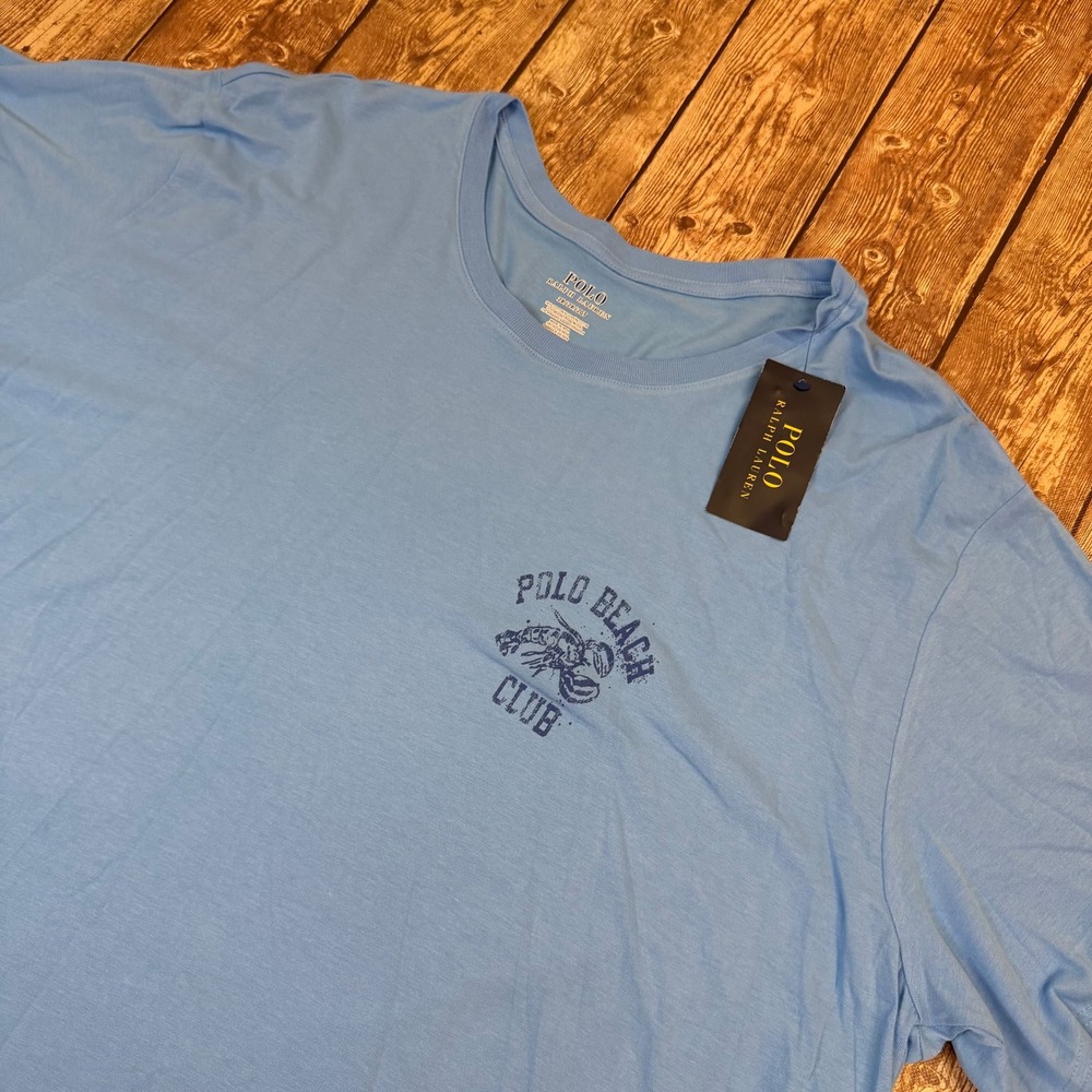 Polo Ralph Lauren Beach Club T Shirt Mens 2X Blue Lobster Graphic Soft Blend